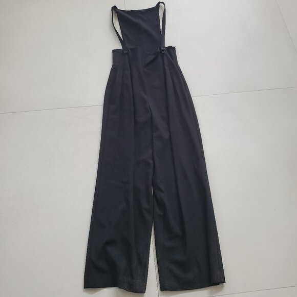 Anne Klein 11 Black High Waist Overall Jumpsuit/Back Bib & Front Straps 10 - Picture 1 of 15